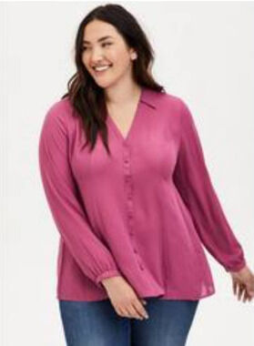 Torrid 3 Women 3x 24W Red Violet (Mauve) Harper Georgette Blouse